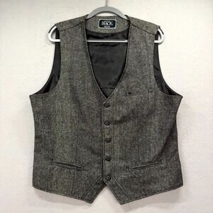 Buckle Black Tweed Suit Vest Mens 2XL Gray Wool Blend Wedding Groomsmen Slim Fit